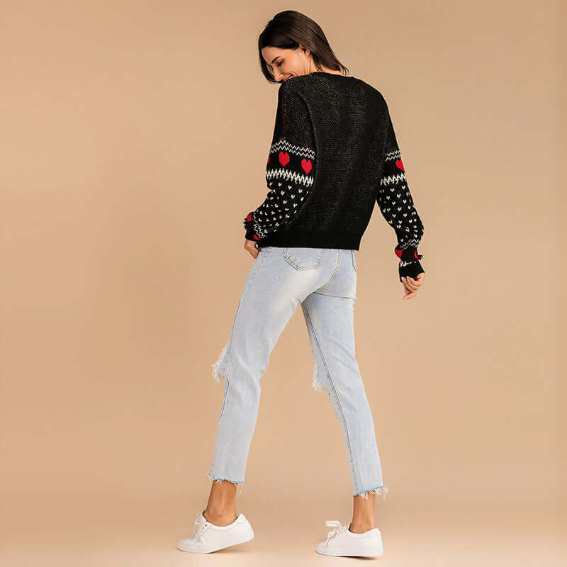 Animal Print Cotton Sweater - Comfortable Polyester Blend Top