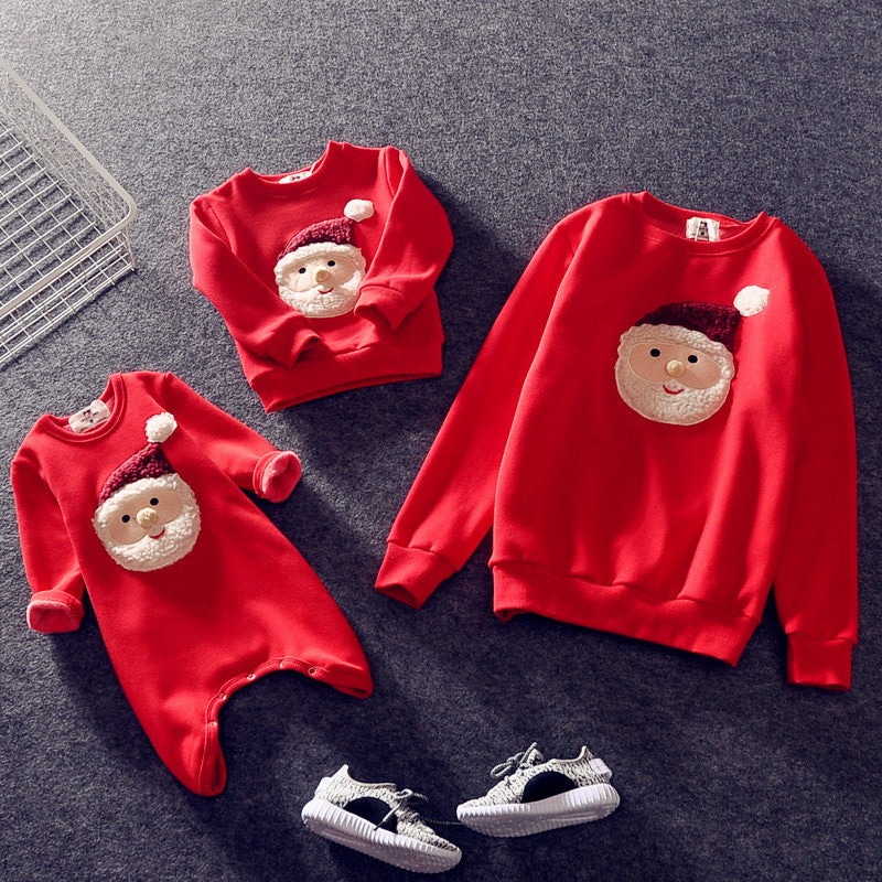 Family Winter Cartoon Outfit Unisex Plus Velvet Set