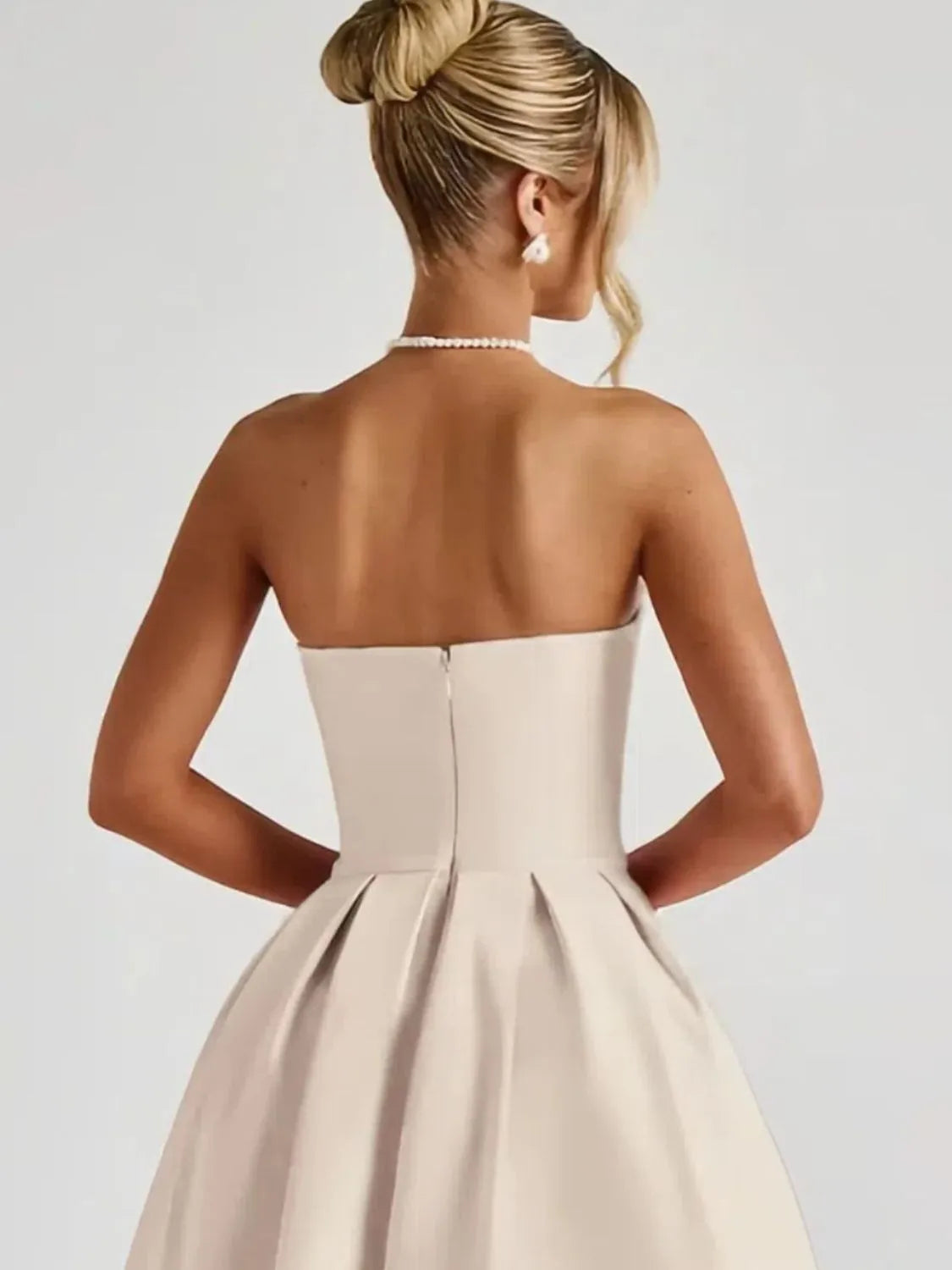 Solid Color Tube Midi Dress side view