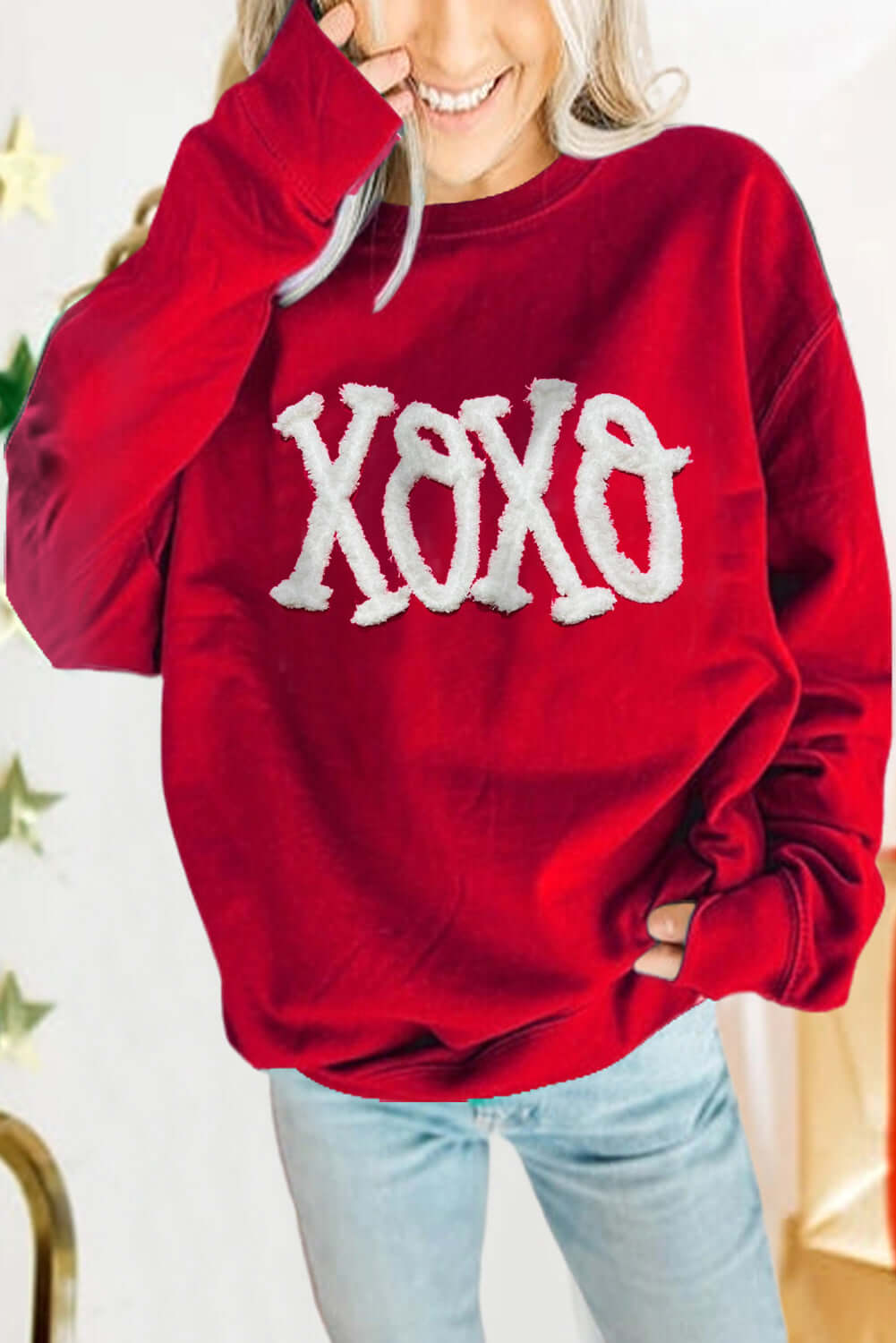 Alphabet Graphic Crew Neck Pullover - Casual Loose Sweatshirt
