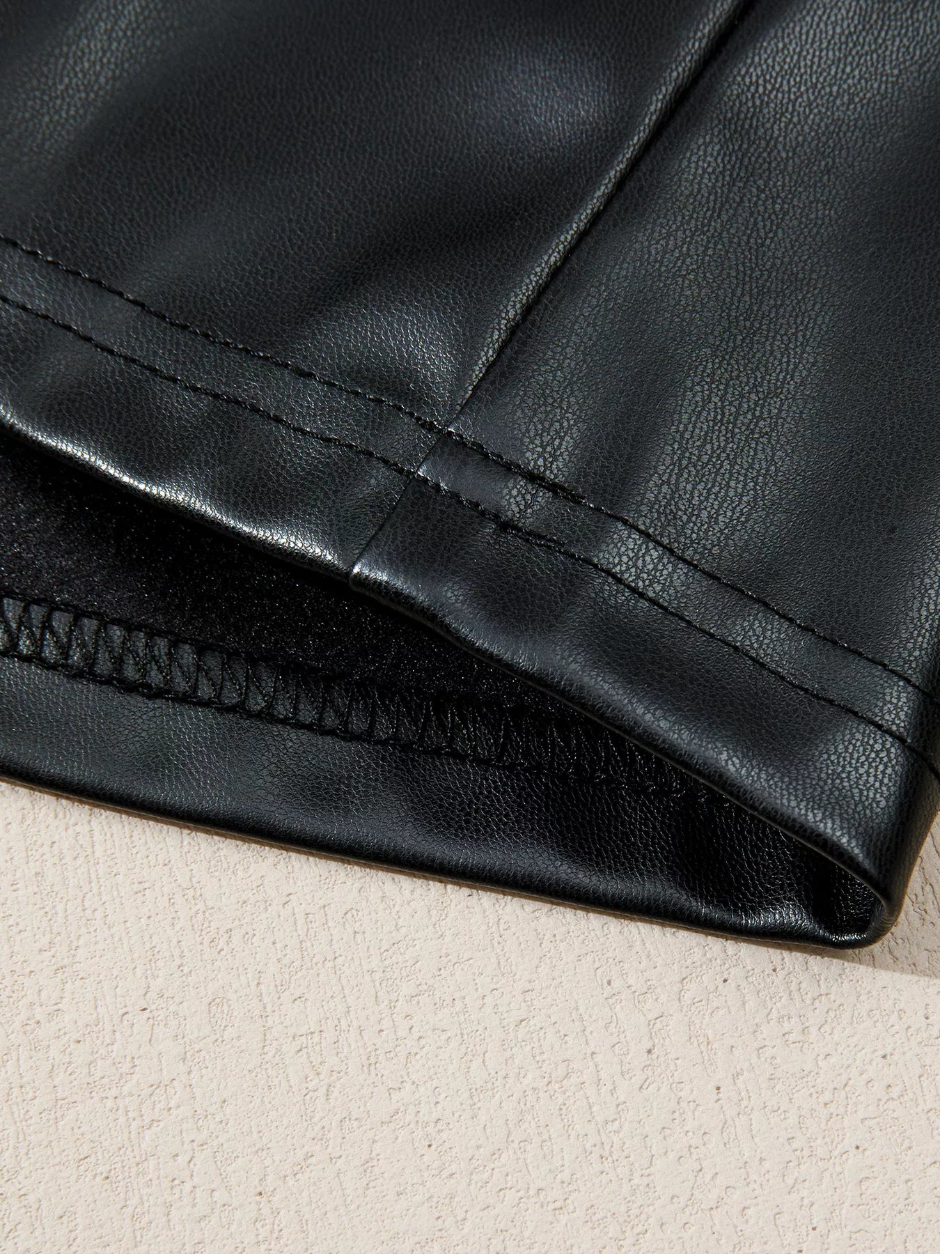 Faux Leather Ruffle Hem Sleeveless Mini Dress Chic Style