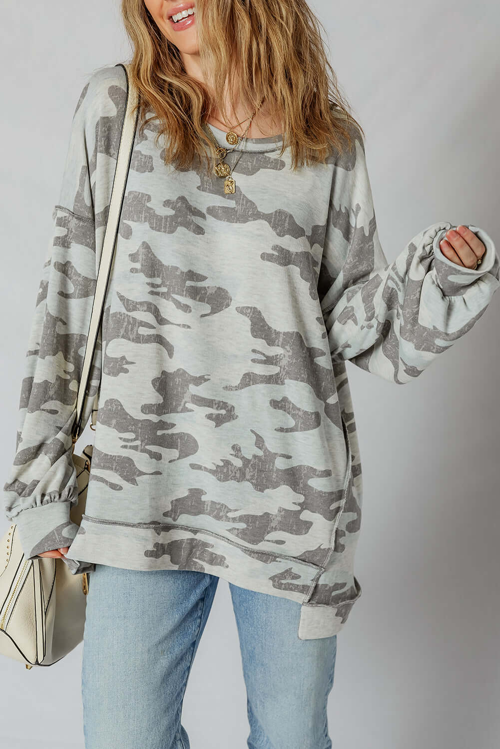 Camo Print Sweatshirt - Casual Tunic with Modern Style