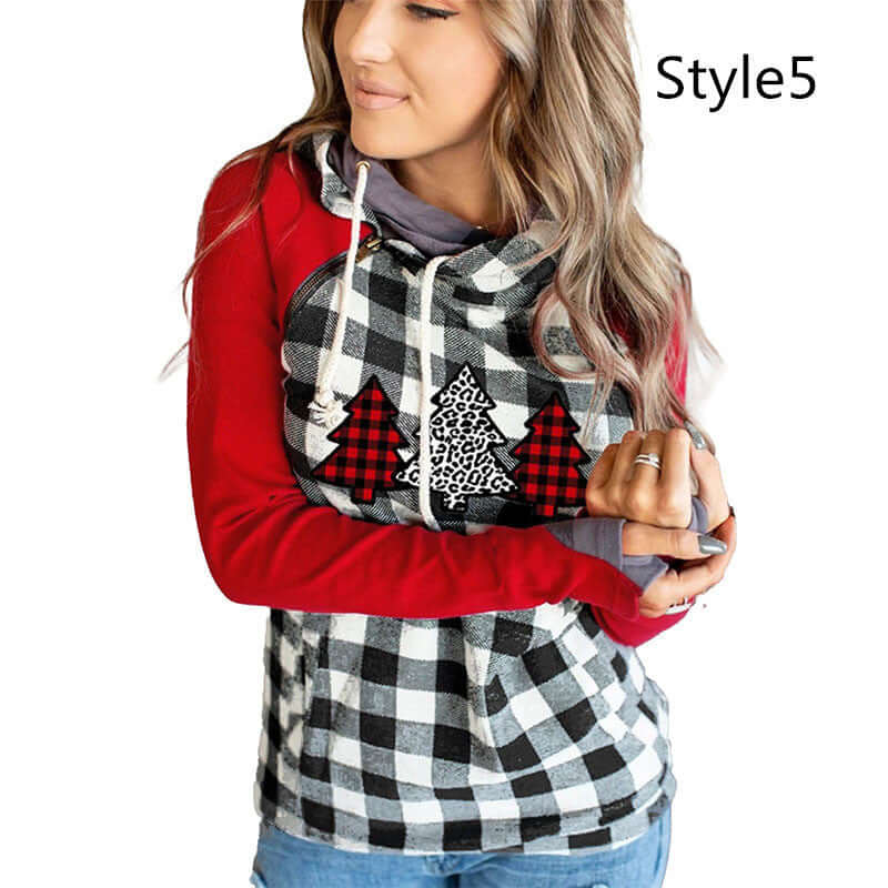 Red Printed Sweatshirt Casual Polyester All Match Top