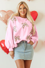 Laila Bow Lantern Sleeve Oversized Sweatshirt-0