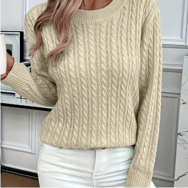 Versatile Fashion Classic Twist Round Neck Sweater for Women