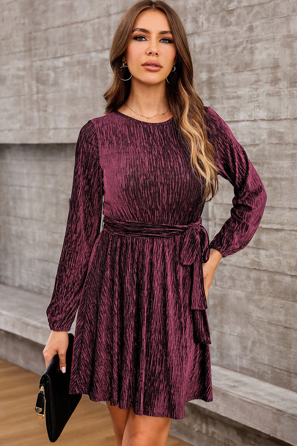  Back Cutout Chic Long Sleeve Mini Dress Elegant Party Style