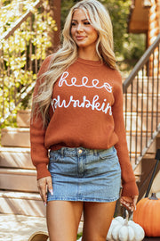 Hello Pumpkin Graphic Sweater-2