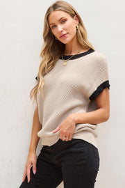 Inaya Beige Batwing Sleeve Sweater Top-2