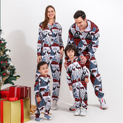 Men's And Women's Christmas Print Family Pajama Set