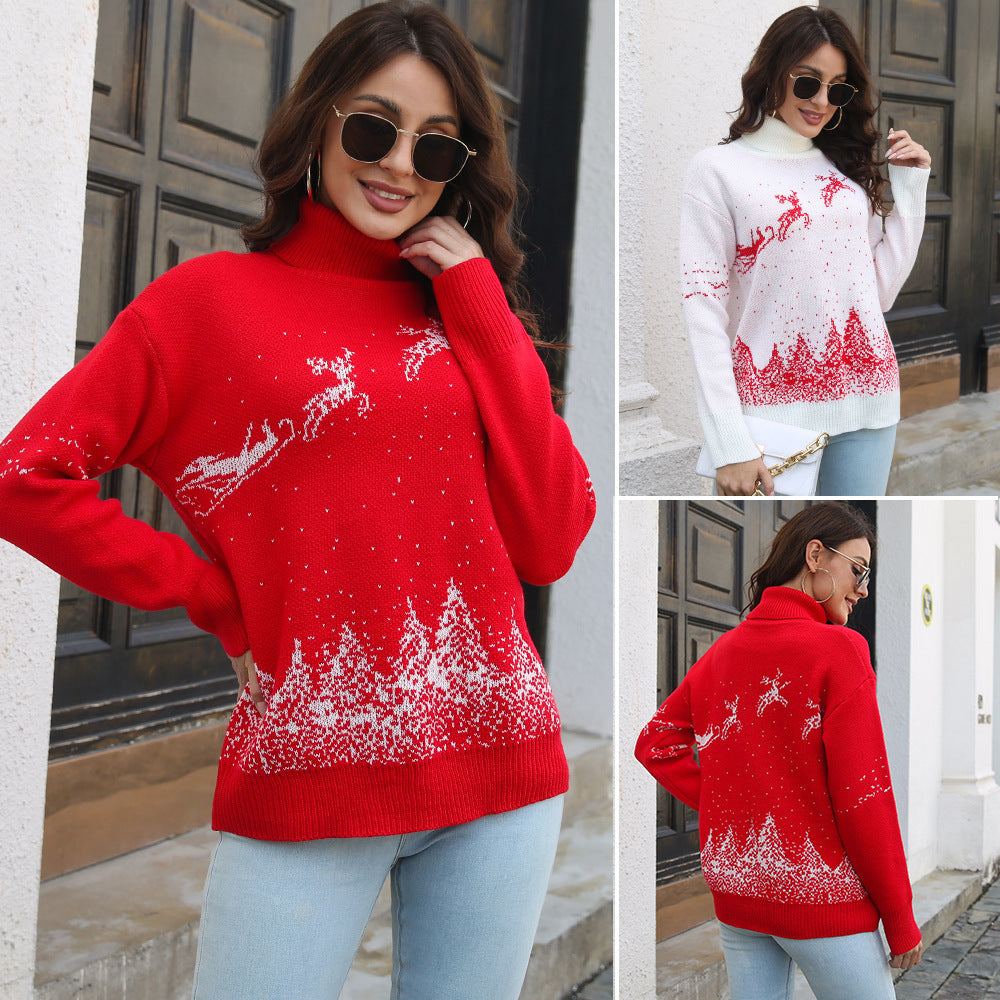 Contrast Color Pullover Sweater Loose Fit Acrylic Top