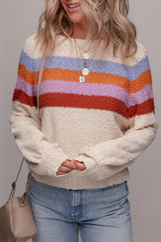 Ayla Striped Color Block Loose Sleeve Chic Sweater-2