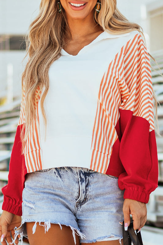Striped Oversized Sweatshirt - Sporty and Colorful Style