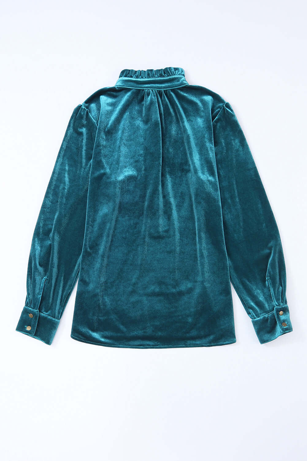  Velvet Frilly Neck Buttoned Top for Elegant Style