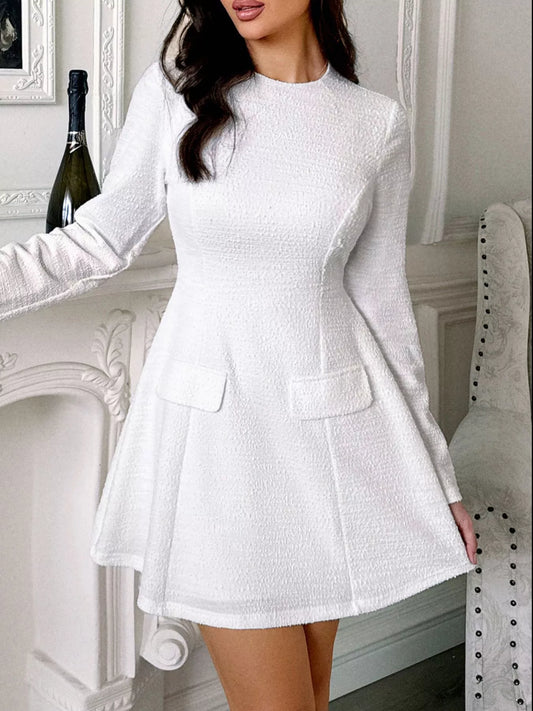  Sleek Cutout Back Long Sleeve Mini Dress Elegant Design