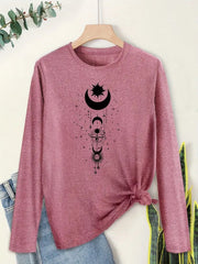 Halloween Pumpkin Pattern Round Neck Long-t-shirt