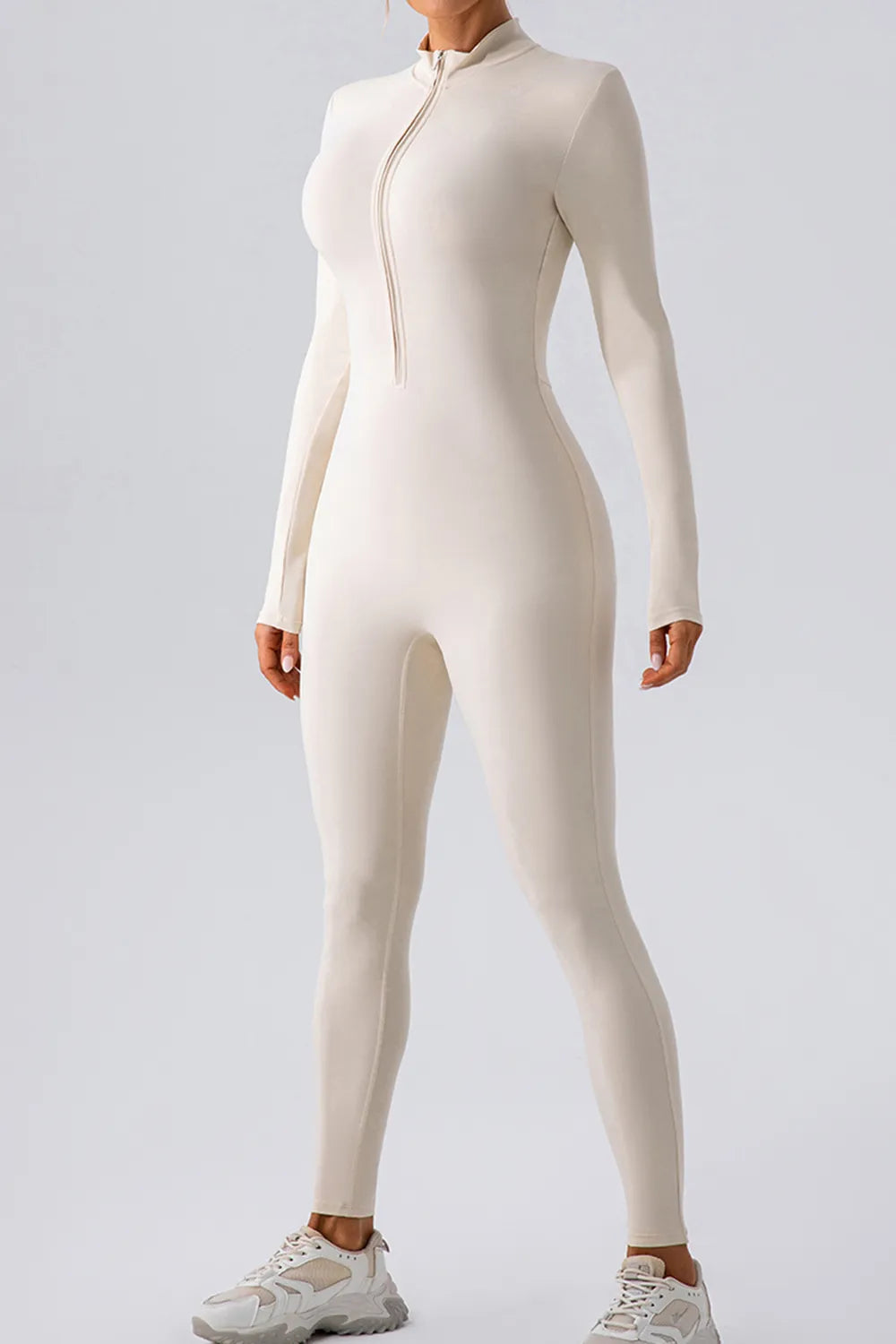 Half Zip Mock Neck Active Jumpsuit for Women