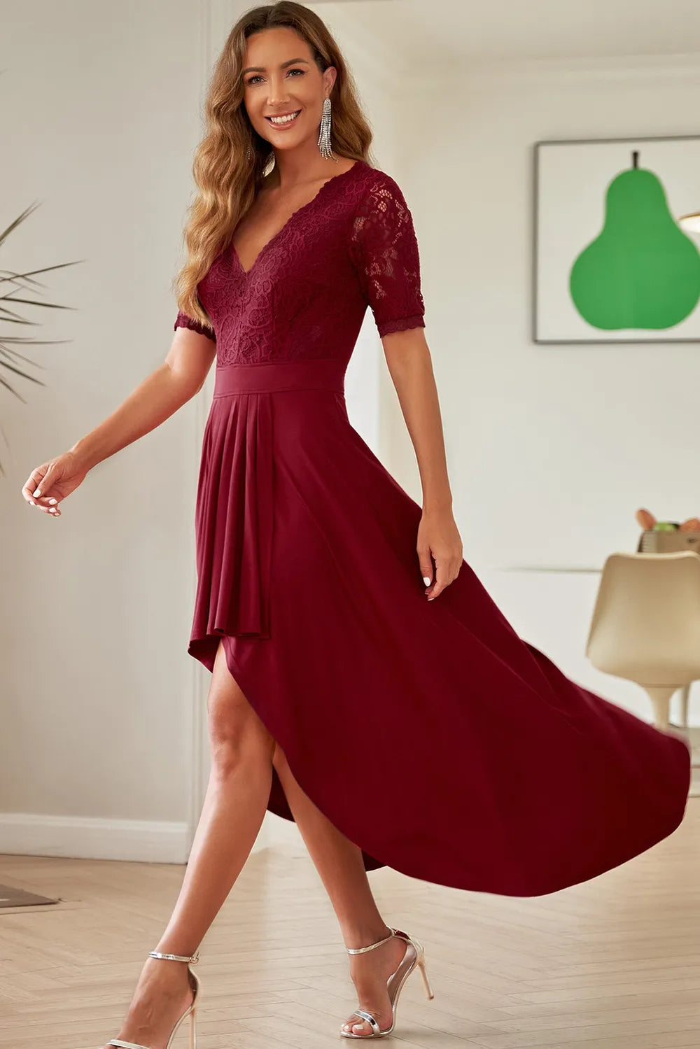 Lace Cutout V-Neck Short Sleeve Dress outfit inspiration