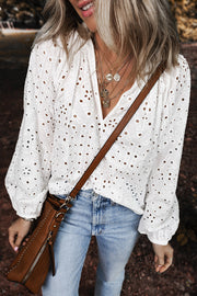Paige Eyelet Embroidered Puff Sleeve Blouse-2