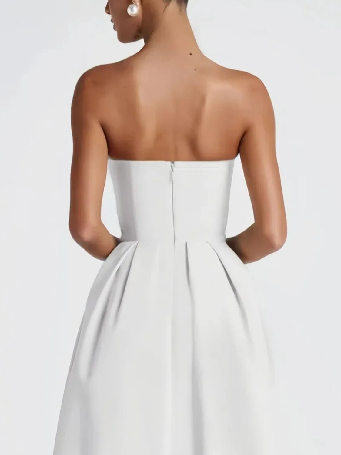 Solid Color Tube Midi Dress side view