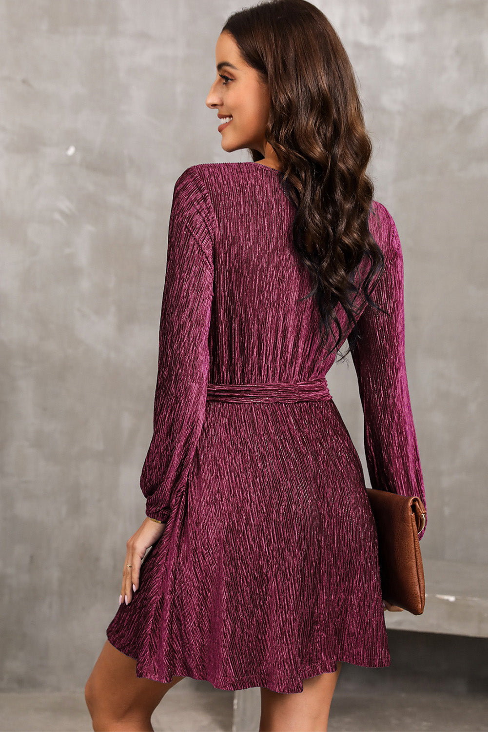  Back Cutout Chic Long Sleeve Mini Dress Elegant Party Style
