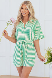 Annabelle Stripe Buttoned & Tie Romper-3
