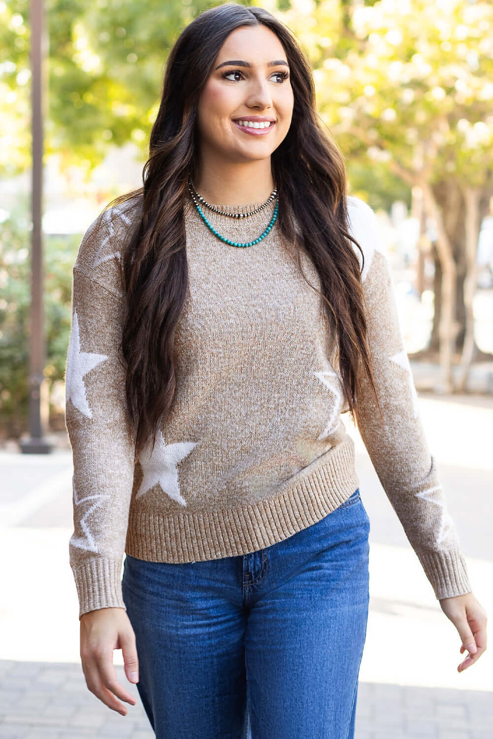 Star Drop Shoulder Sweater for Women