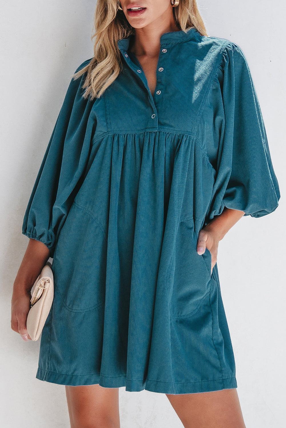 Corduroy Empire Waist Dress for Women