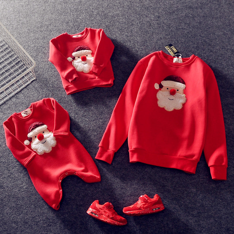 Family Winter Cartoon Outfit Unisex Plus Velvet Set