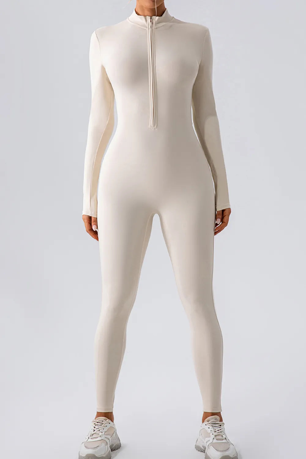 Half Zip Mock Neck Active Jumpsuit for Women