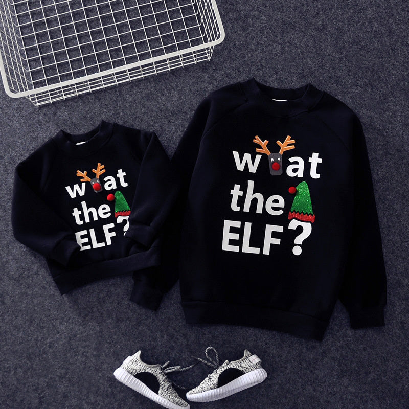 Family Winter Cartoon Outfit Unisex Plus Velvet Set