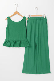 Teresa Ribbed Ruffle Tank Top and Pants Set-7