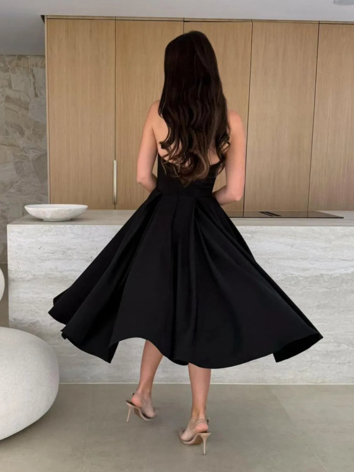 Solid Color Tube Midi Dress side view