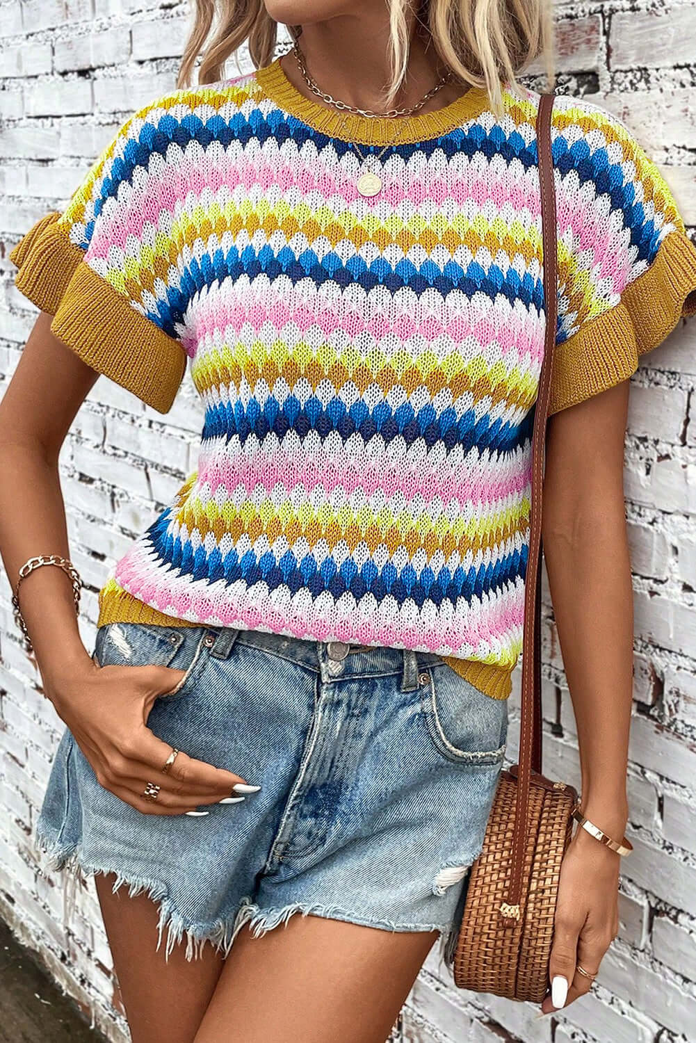 Colorful Striped Blouse with Relaxed Fit
