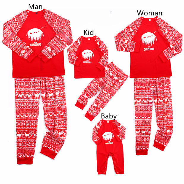 Fashion Printed Family European And American Pajamas Set Family Wear