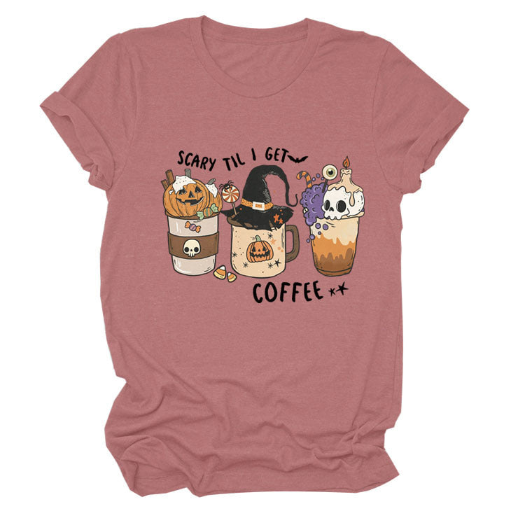 Pumpkin Halloween Crew Neck Short Sleeve T-shirt Girl