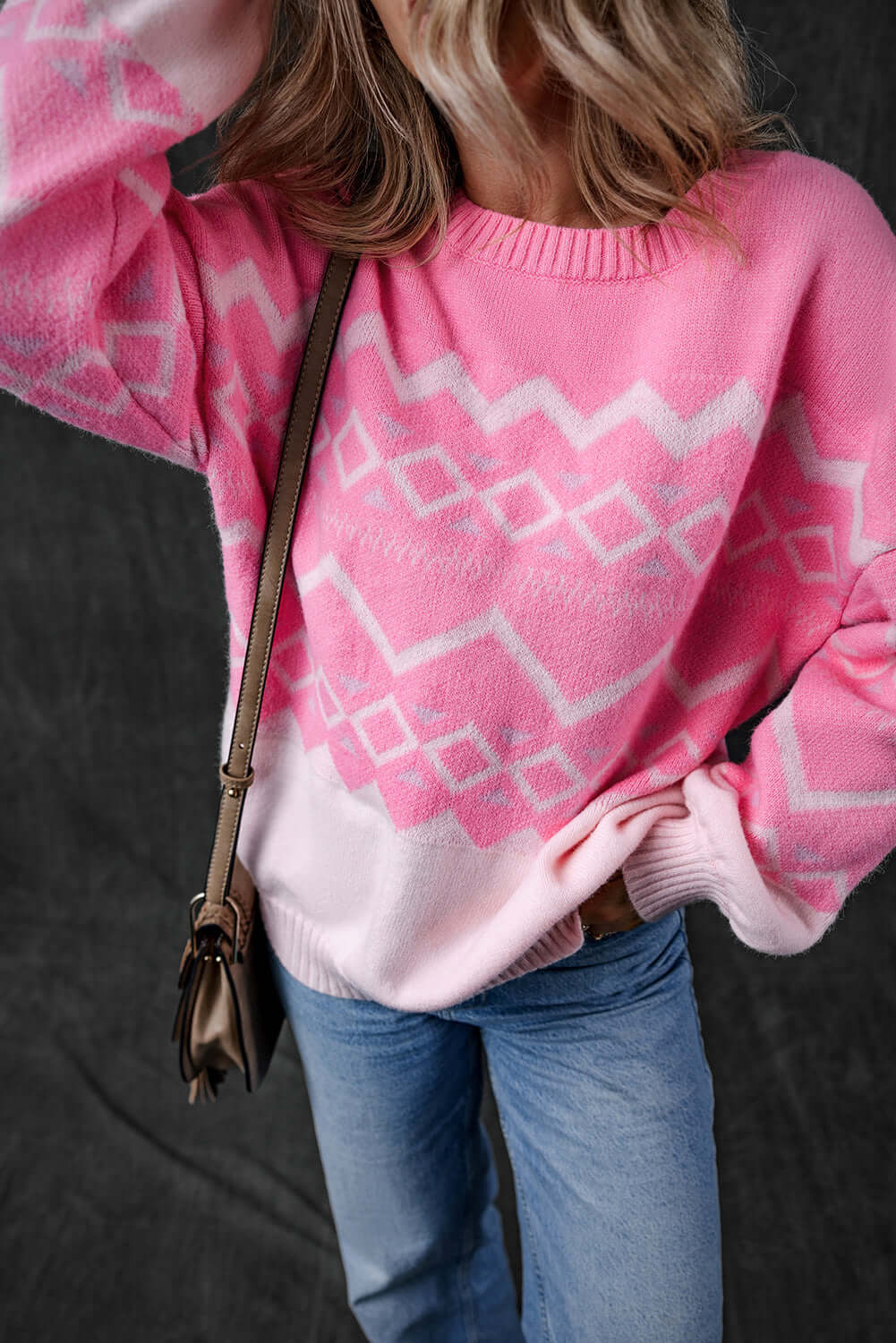 Aztec Geometric Knit Pullover for Women – Western Chic Style