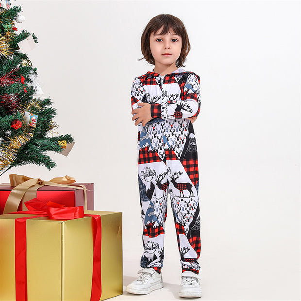 Men's And Women's Christmas Print Family Pajama Set