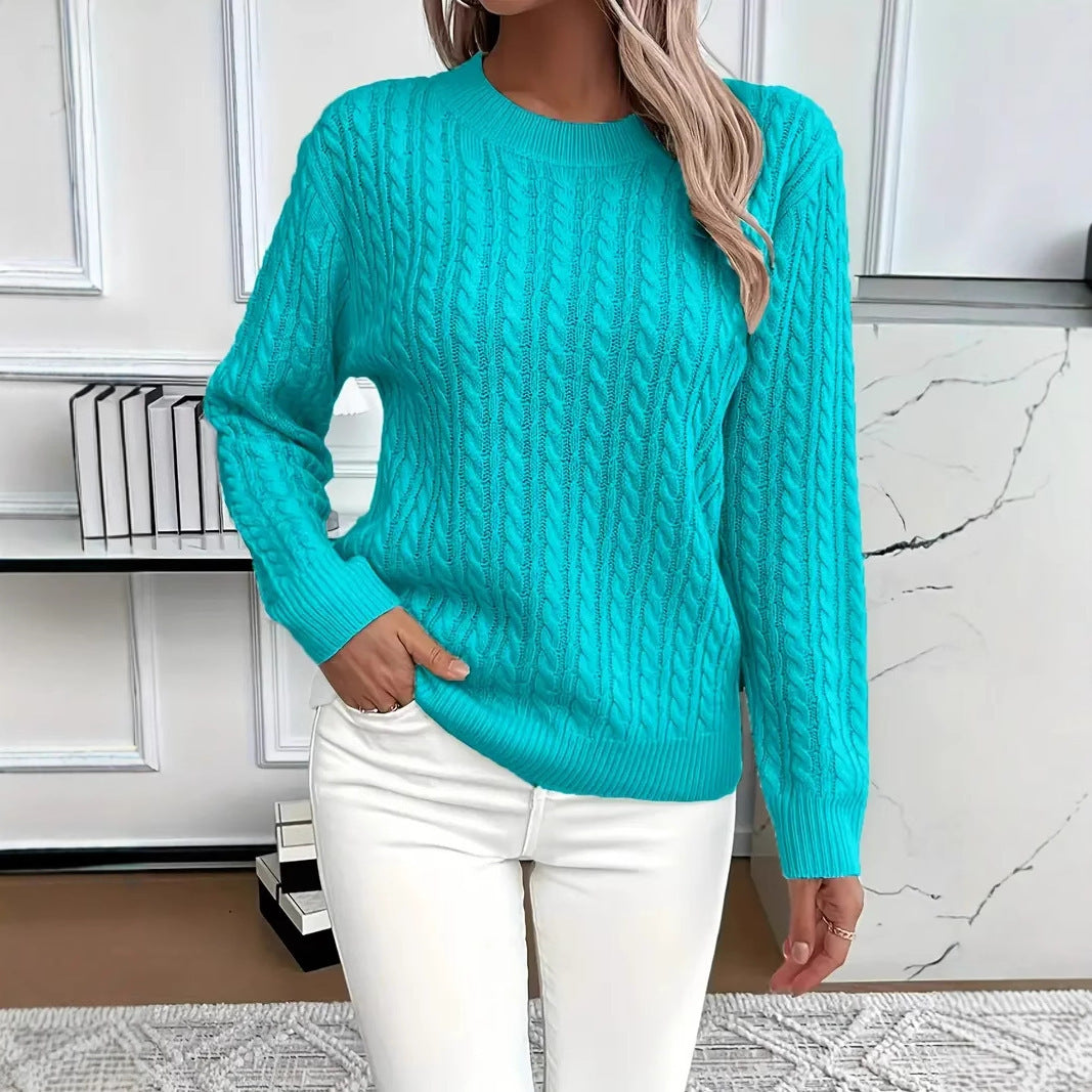 Versatile Fashion Classic Twist Round Neck Sweater for Women