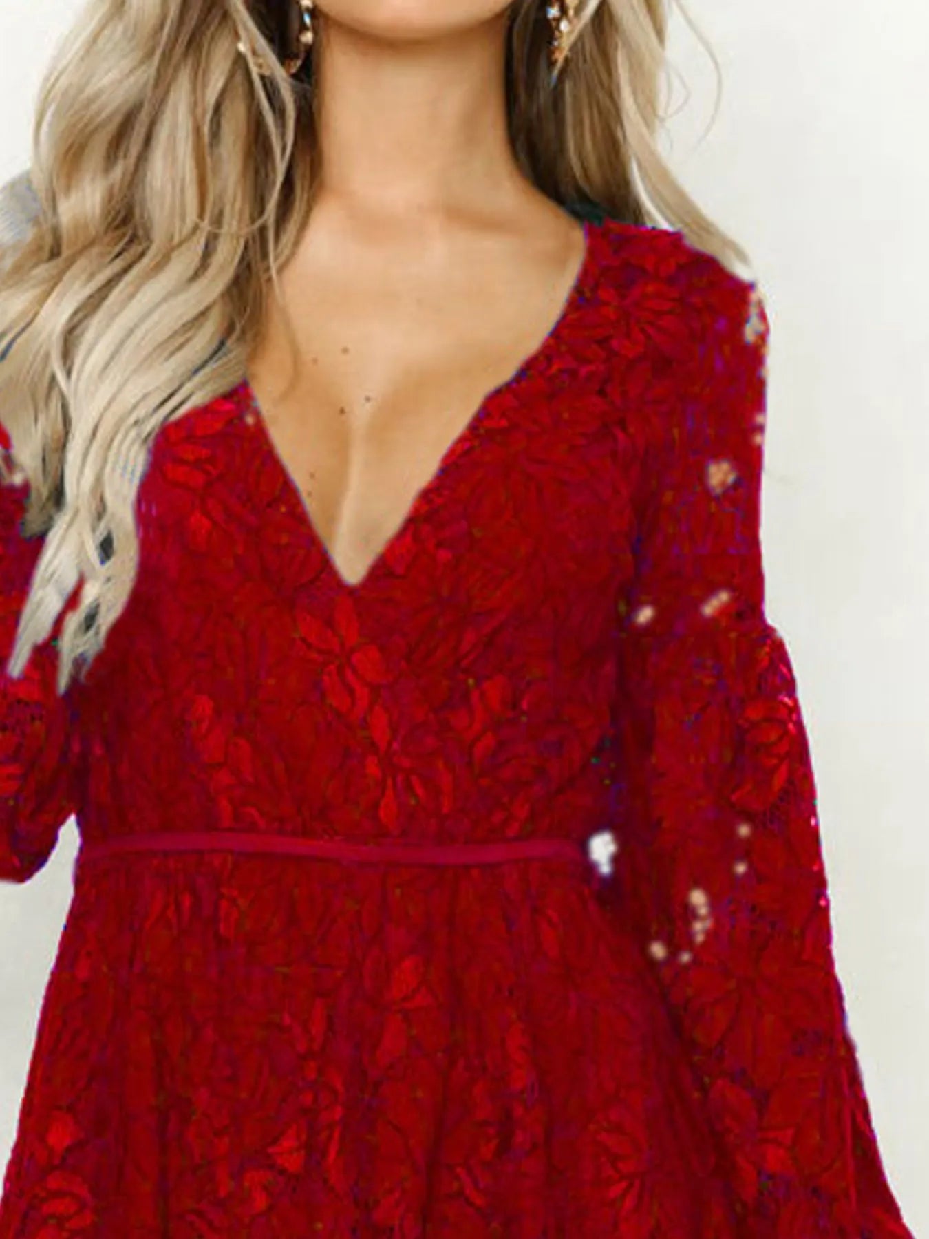  Lace Buttoned Tied Dress For Women Elegant Chic Style