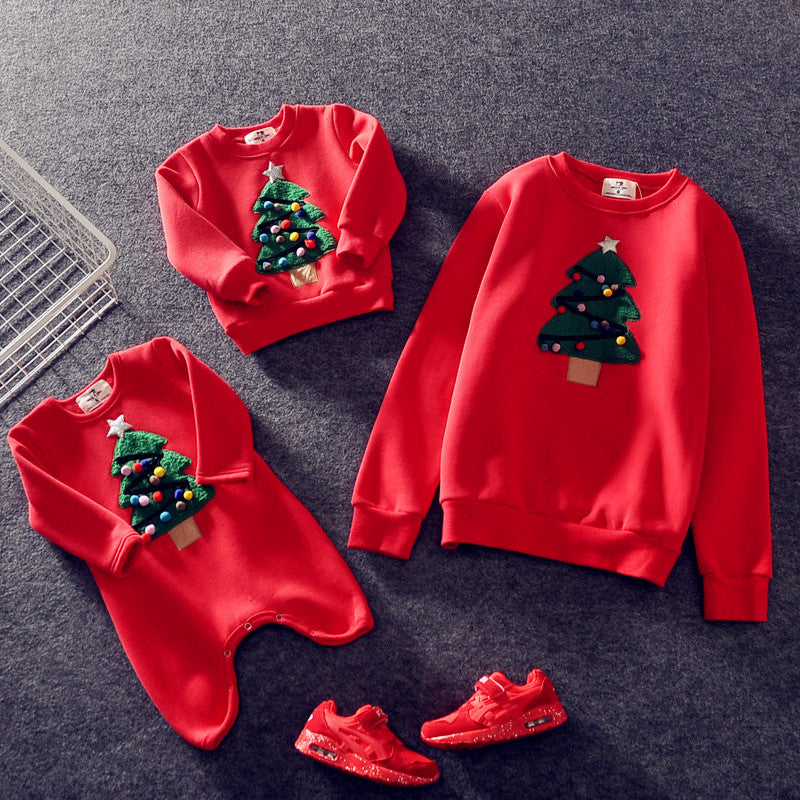 Family Winter Cartoon Outfit Unisex Plus Velvet Set