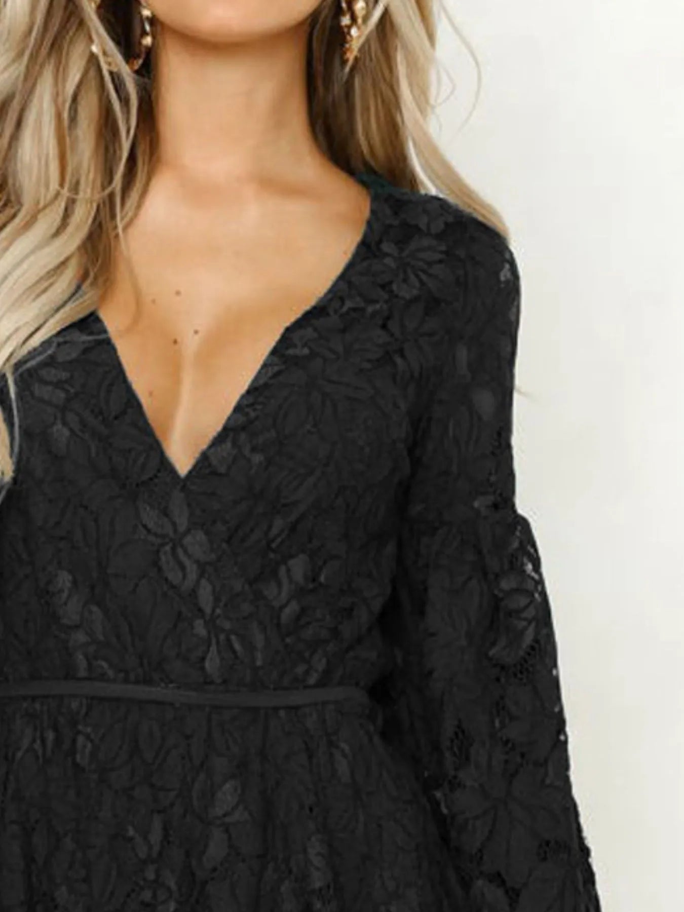  Lace Buttoned Tied Dress For Women Elegant Chic Style