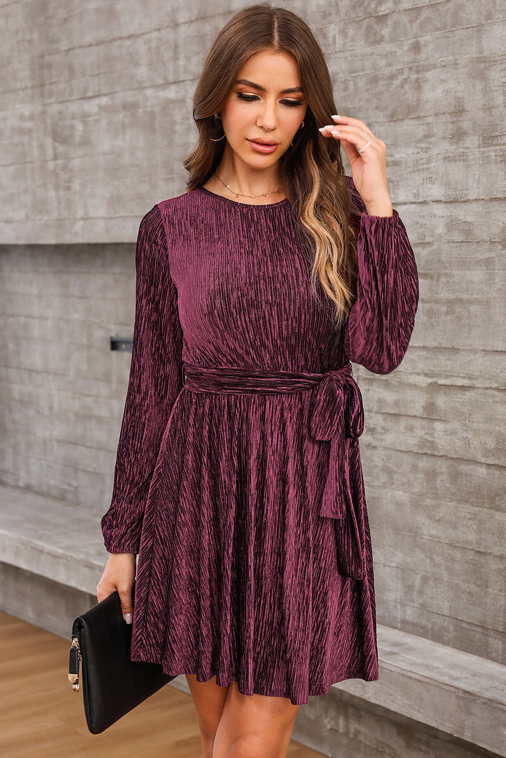  Back Cutout Chic Long Sleeve Mini Dress Elegant Party Style