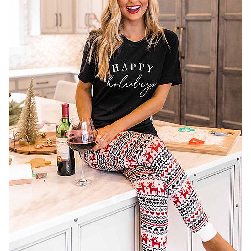 Ladies Printed Top and Pants Set Casual Outfit