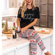 Letter Print Christmas Suit Women