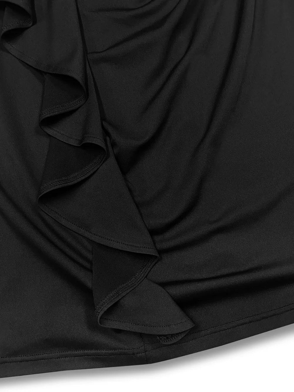 Elegant Plus Size Ruffle Trim Round Neck Long Sleeve Dress styling