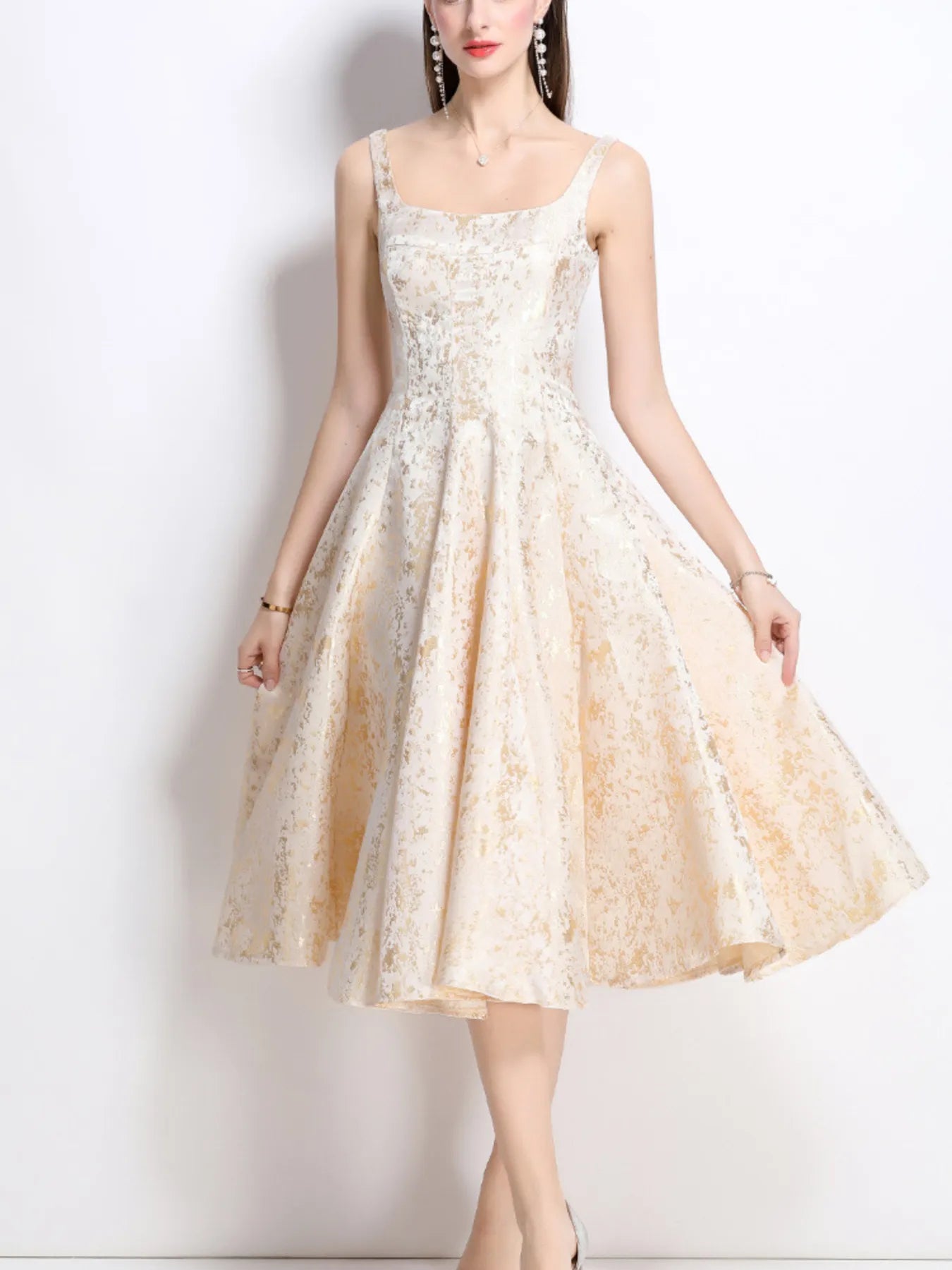 Floral A-Line Sleeveless Midi Dress outfit inspiration