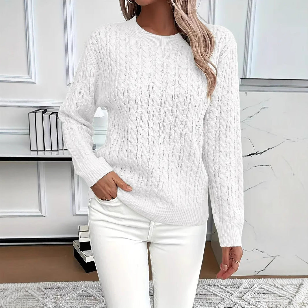 Versatile Fashion Classic Twist Round Neck Sweater for Women