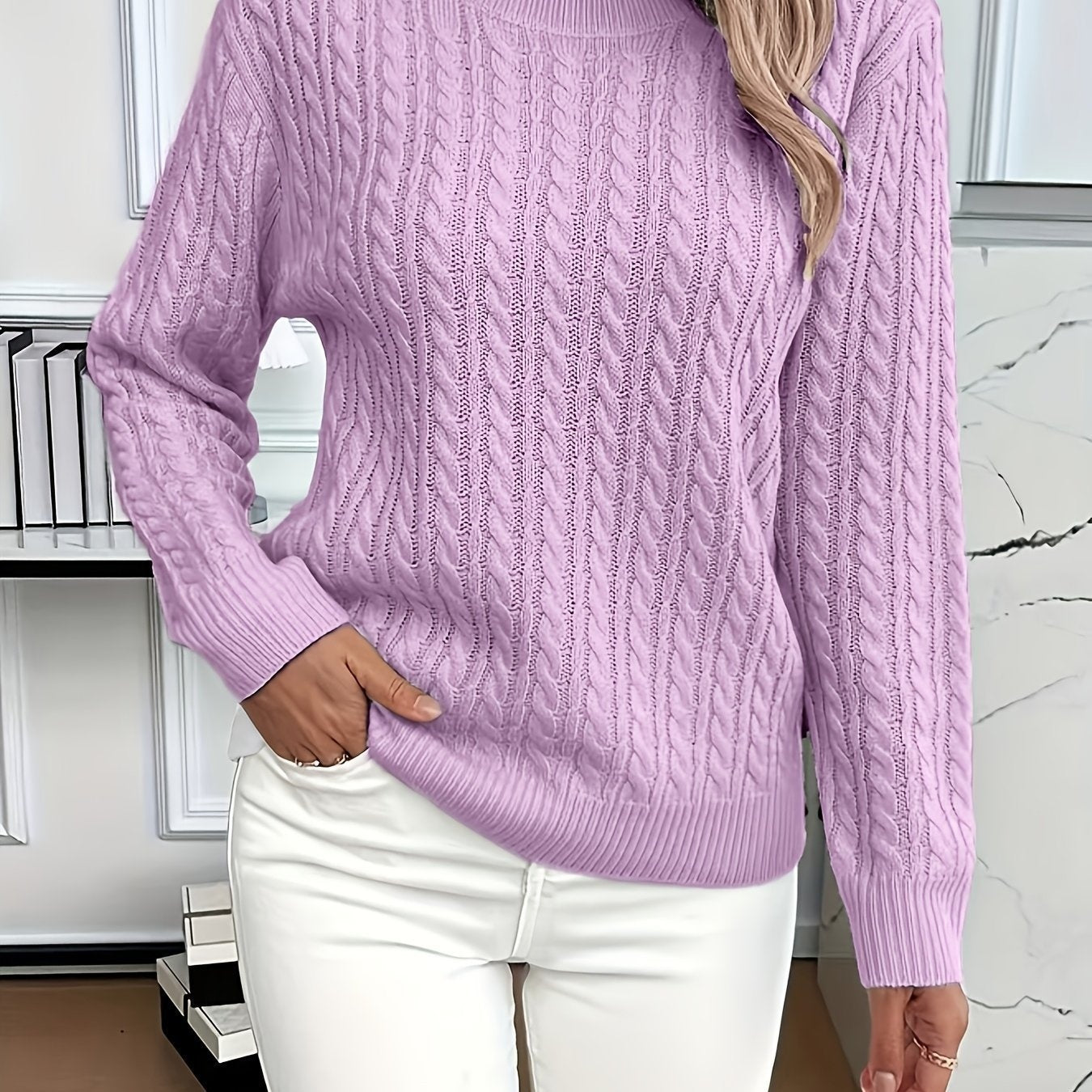 Versatile Fashion Classic Twist Round Neck Sweater for Women