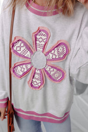 Caroline Flower Crew Neck Sweatshirt-3