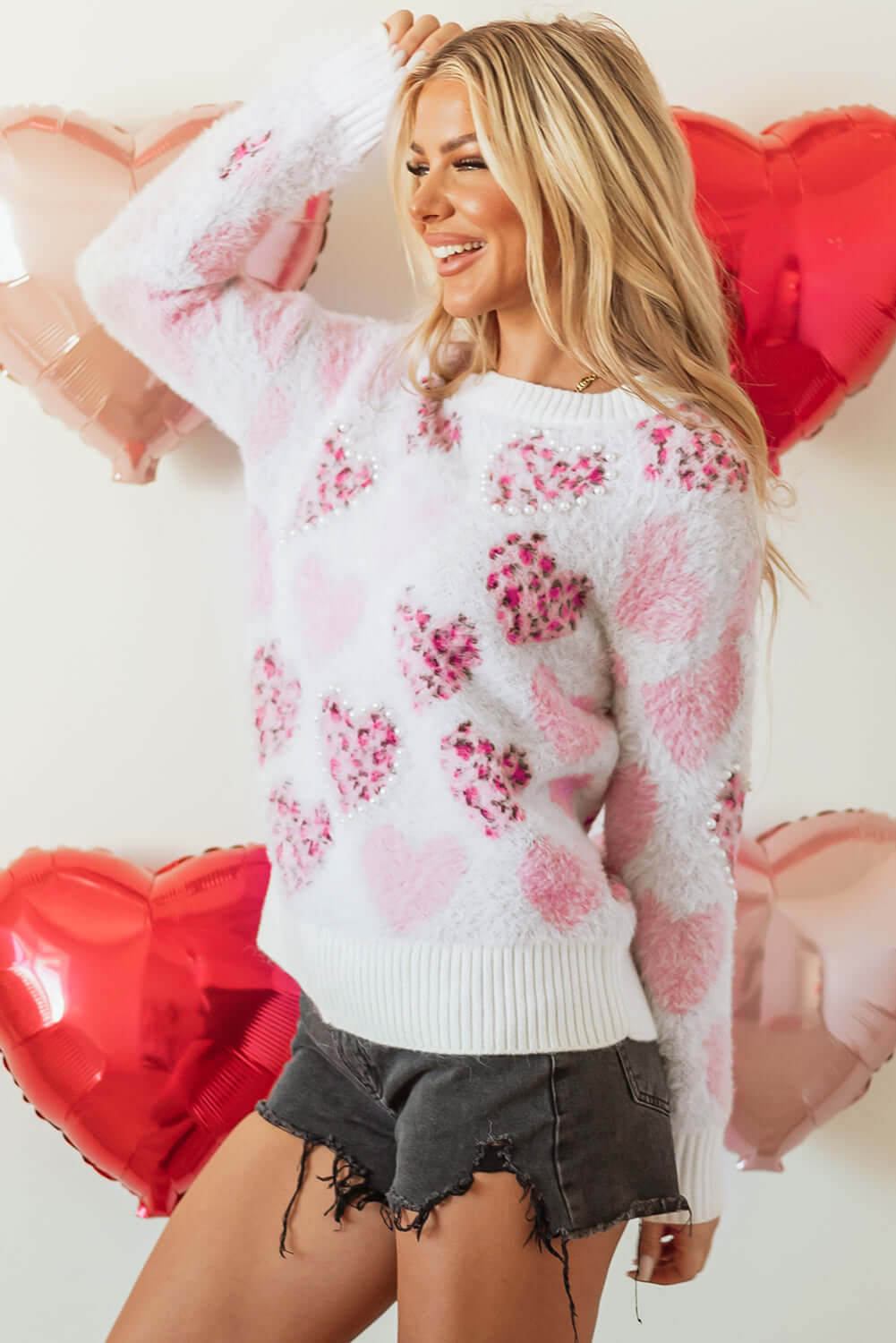 Heart Leopard Print Sweater - Chic and Cozy Style